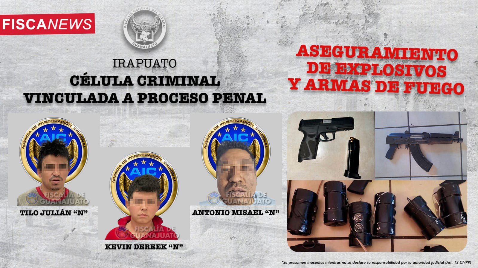 Detención de banda criminal en Irapuato: Explosivos, armas y múltiples cargos