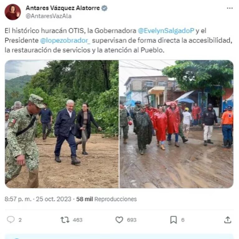 Polémica por imagen falsa de gobernadora en emergencia por huracán: Antares Vázquez y Evelyn Salgad