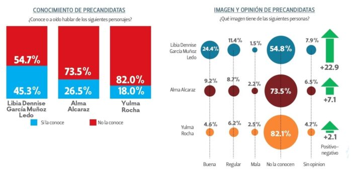 Libia Dennise García lidera las preferencias en Guanajuato con una ventaja del 10.8%. 